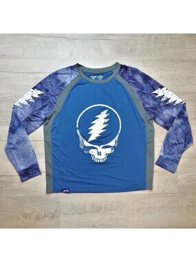 Grateful Dead x Section 119 Long Sleeve UPF Shirt Skull Graphic Blue Mens Medium